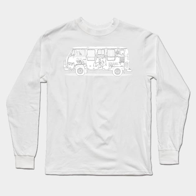 Graffiti Vintage Van Wireframe Long Sleeve T-Shirt by Auto-Prints